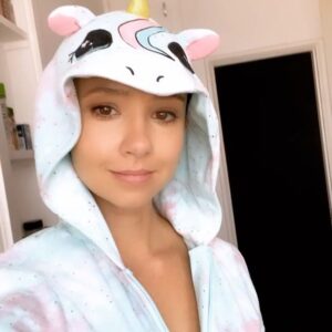 Britt Baron Instagram - Only wearing onesies from now on (dog included) #trash #doingfineeeee #everythingisfineeeee