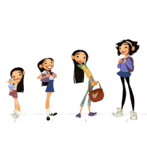Brittany Myers Instagram - Initial designs for Fei Fei at different ages! 💜🥮 
#overthemoon #overthemoonnetflix #feifei
