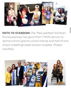 Brittany Baker Instagram - As a proud @pennstate alum, I’m honored to be featured and on the cover of the PennStater! (Black eye and all! Haha) 

WE ARE 💙

One of my favorite articles to date:
https://pennstatermag.com/alumni/collections/brittbaker

#pennstate #aew @rjpennstater