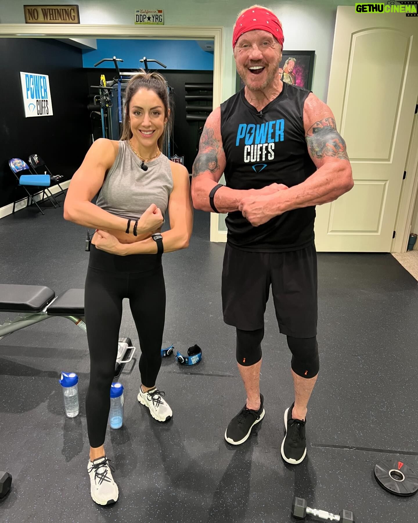 Brittany Baker Instagram - Had a great @ddpyoga & chest & bicep @powercuffs workout with @realbrittbaker ๐ฅ on Friday, repeat #DDPY then legs & shoulders with #PowerCuffs! Britt is on the road to recovery! Sheโs gonna be B-A Double-D, BADD to the BONE when she gets back to @aew! Look for our workouts on our DDPYogaNow app ๐ DDP