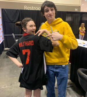 Brooklynn Prince Instagram - Megacon is one of the best days of the year for me and it made it even better to see and spend time with these amazing people! I am so happy I got to see my non-biological brother again and see him in his element. Grateful my super awesome cousin Tyler took me! I am so extremely happy and filled with joy I saw some of my favorite people! 

PLUS I GOT AWESOME RAIDEN THEMED FROM GENSHIN IMPACT SHOES!!! I walked three steps outside in them then got scared and put them back safely in the bag. 🥲
