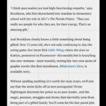 Brooklynn Prince Instagram – Massive massive thank you to @girlslifemag for taking the time to chat with me about all things Misfortune’s Eyes and Little Wing! Here’s some highlights! Link is in my story! 💜