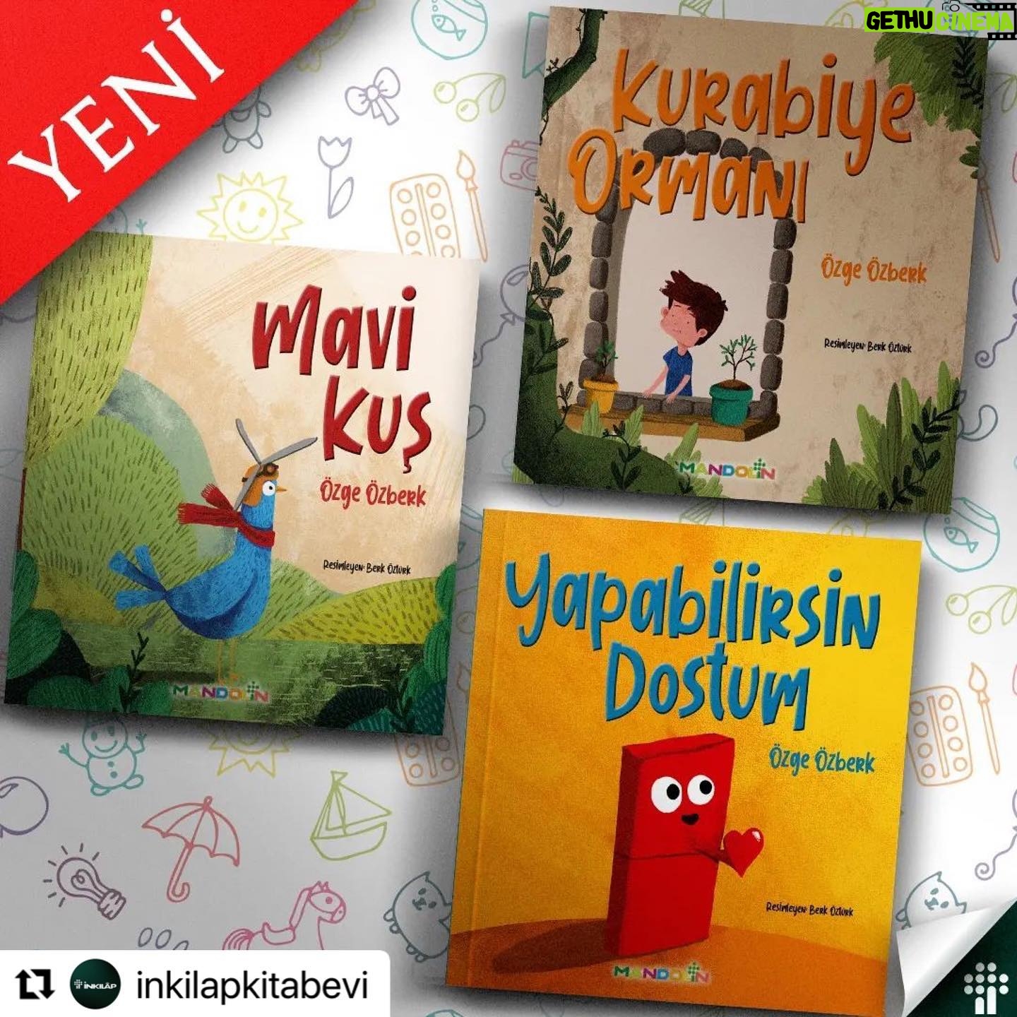 Özge Özberk Instagram - Bu renkli ve keyifli yolculukta hayallerimi gerçekleştiren @inkilapkitabevi ‘ne sonsuz teşekkürler ♥️🌸 #Repost @inkilapkitabevi with @make_repost ・・・ @ozgeozberk_official 'ın Eğlenceli ve öğretici diliyle kaleme aldığı "Mavi Kuş, Kurabiye Ormanı ve Yapabilirsin Dostum" raflarda! Serinin ilk kitabı Mavi Kuş” sevimli hayvanların ilk kez karşılaştıkları kibirli Mavi Kuş ile dostluk kurmaya çalışma macerasını anlatırken, İkinci kitap “Kurabiye Ormanı” ise enfes kurabiyelerin piştiği mis kokulu bir ormanı anlatıyor. Ponpon Teyze’nin kurabiyelerini yerken Tonton Amca’dan masallar dinleyen çocukların yaşadığı orman tuhaf kılıklı bir adamın gelmesiyle içine düştükleri macerayı ele alıyor ve serinin son kitabı “Yapabilirsin Dostum…” Domino taşlarını düzgün bir şekilde devirmeyi hedefleyen Leo ile en ön sırada yer alıp oyunu başlatmak isteyen minik taş Domingo’nun hikâyesi eğlencenin yanında işbirliğinin önemini de gösteriyor. Özge Özberk'in kaleme aldığı ve çizimlerini @berkozturk_ 'ün gerçekleştirdiği Mavi Kuş, Kurabiye Ormanı ve Yapabilirsin Dostum şimdi kitap satan her yerde! Kitapları inceleyip satın almak için websitemizi inceleyebilirsiniz. #kitap #çocuk #çocukkitapları #inkılapkitabevi #mavikuş #kurabiyeormanı #yapabi̇li̇rsi̇ndostum #özgeözberk