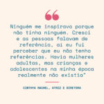 Cíntia Raquel Instagram – Pioneirismo e protagonismo. Duas palavras que podem descrever a carreira da atriz, apresentadora, jornalista, escritora, dubladora e influencer digital Cinthya Rachel. Embora seja mais lembrada pelo público pela série infantil ‘Castelo Rá-Tim-Bum’, exibida pela TV Cultura nos anos 90, sua importância vai bem além dos portões do castelo mágico.

Em 1987, ela foi a primeira criança negra a estrelar um comercial de TV. O sucesso da publicidade abriu portas não só para a extrovertida menina de apenas sete anos, mas para a representatividade numa época carente de referências negras na cultura de modo geral. 

➡️ Leia a entrevista completa em uol.com.br/ecoa

#UOL #EcoaUOL #CasteloRatimbum #Biba #CinthyaRachel #Representatividade #Cultura