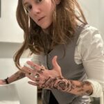 Cameron Esposito Instagram - Julien / boygenius Hween ‘23 (Julien Baker, you are a legend) • bonus Rocky Horror • bonus ‘22 Milo & ‘21 Portrait of a Lady on 🔥 • thank u Martha for the hand tattoos #boygenius #queer #julienbaker #halloween