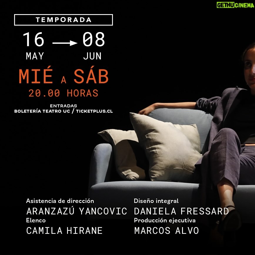 Camila Hirane Instagram - 📣 #Preventa PRIMA FACIE 👩🏻⚖️ Camila Hirane interpreta a Tessa, una exitosa abogada que confía en el sistema judicial. Todo parece perfecto hasta que se ve enfrentada a cuestionar sus creencias sobre lo que pensaba seguro y lógico. En co-producción con The Cow Company, llega a nuestro teatro este monólogo de la reconocida dramaturga Suzie Miller, bajo la dirección de Daniel Veronese, que reflexiona sobre el mundo legal y los dilemas éticos. 🎫 Adelanta tus entradas con un 30% de dcto. hasta el 30 de abril. Disponible en boletería presencial o vía Ticketplus (link en la bio). 📆 Funciones del 16 de mayo al 8 de junio, MIÉ a SAB, 20h. 📍Sala Eugenio Dittborn (Teatro UC) / 2do piso: ingreso por escaleras, NO cuenta con acceso para personas con silla de ruedas.
