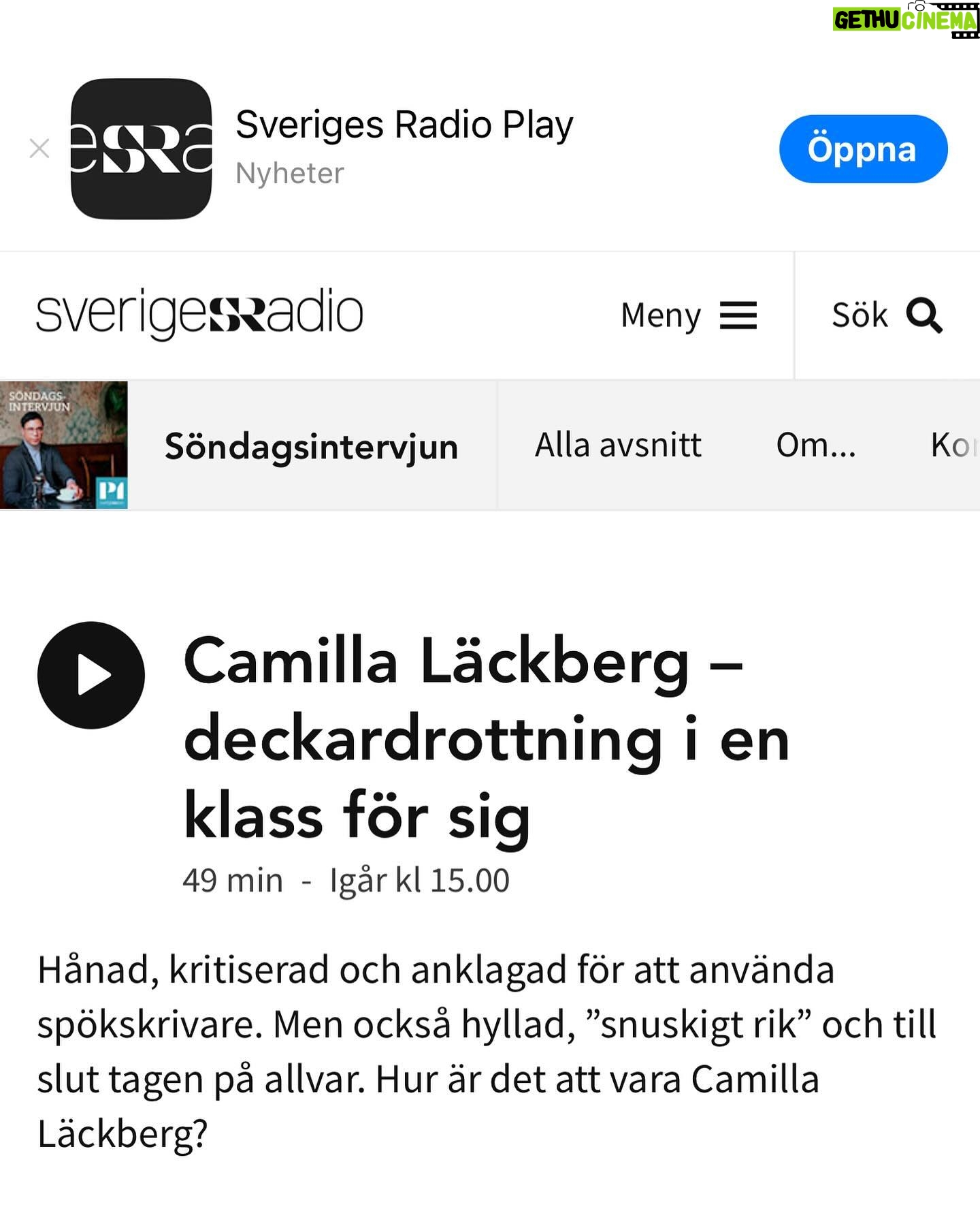 Camilla Läckberg Instagram - Nu på @sverigesradio Play! ”Söndagsintervjun” med @martinwicklin .
