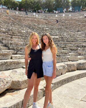 Camille Anderson Instagram - Visiting Nafplio, Greece and the Theatre of Epidaurus, which was built in 500 BC. 🤯 Famous for the acoustics, concerts are still held here! Last slide for the on site museum with statues from 120 AD. What an experience! We are mesmerized. Thank you to my dear friends @celebritycruises for taking such good care of us! #nafplio #greece🇬🇷 #happy13th