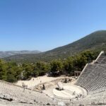Camille Anderson Instagram - Visiting Nafplio, Greece and the Theatre of Epidaurus, which was built in 500 BC. 🤯 Famous for the acoustics, concerts are still held here! Last slide for the on site museum with statues from 120 AD. What an experience! We are mesmerized. Thank you to my dear friends @celebritycruises for taking such good care of us! #nafplio #greece🇬🇷 #happy13th