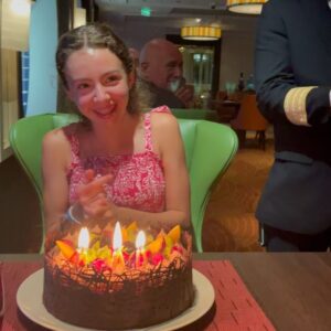 Camille Anderson Instagram - Cruising into 13!! 🎂 Thank you @celebritycruises for the the warmest welcome and the most beautiful birthday cake surprise. Such a special night! Your details are perfection 🤌🏼🌺🛳️ #thisis13 #celebritycruises #europeansummer