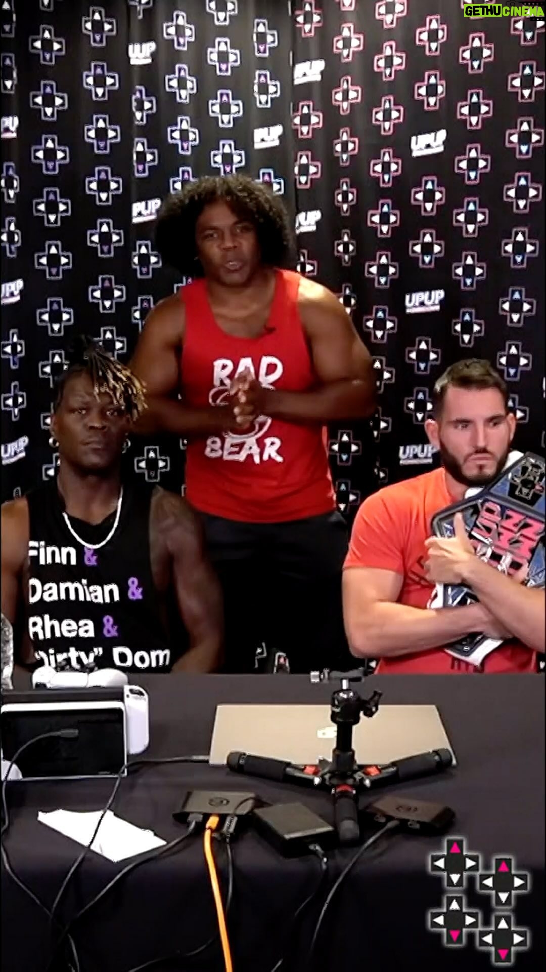 Candice LeRae Instagram - It’s an UpUpDownDown Title match for the ages! @ronkillings1 stepped up to take on @johnnygargano for the UUDD Title, and he brought backup! Who will be working in Truth’s corner, and can they overcome the Gaming Family for the Title? Watch now on #UUDD YouTube!