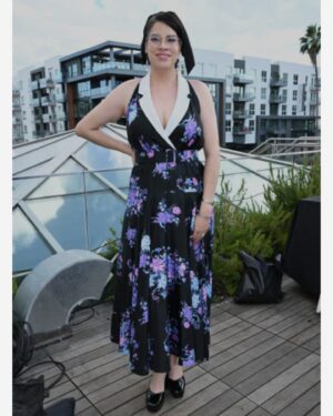 Cara Jade Myers Instagram - So incredibly honored to be a part of the host committee for the MPTF’s NextGen Summer Party at NeueHouse Hollywood!
Together we raised over $115k for the organization to support fellow artists!! 
Absolutely lovely evening with absolutely lovely people ♥️♥️
A huge thank you to @rodarte for the STUNNING dress. Love it so much! 🩷🩵💜
Got to see space X traveling through the sky!!

Organization: @mptf
Dress: @rodarte
Makeup: @rubyvo_ 
Location: @neuehouse 
Photos: @shutterstock 
Special appearance: @spacex