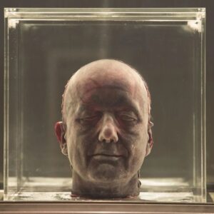 Carla Valentine Instagram - I have always been fascinated by this piece, and the detail in pic 4 is lovely: it's called "Self" by Marc Quinn and it's made of his own blood, frozen. It's best explained via his own website:

"Self is a self-portrait of the artist, but one that literally uses his body as material since the cast of Quinn's head, immersed in frozen silicone, is created from ten pints of his own blood. In this way, the materiality of the sculpture has both a symbolic and real function.

The work was made at a time when Quinn was an alcoholic and a notion of dependency – of things needing to be plugged in or connected to something to survive – is apparent since the work needs electricity to retain its frozen appearance. A further iteration made every five years, this series of sculptures presents a cumulative index of passing time and an ongoing self-portrait of the artist's ageing and changing self."

The first image is "Self" (1991) and subsequent images are 1996, 2001, 2006 and 2011 - various iterations of the same piece.
#marcquinn #blood #frozen #self