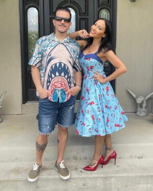Carla Harvey Instagram - Here's to swimming with bow-legged women 🦈🦈We are home sweet home for this Jawsome Fourth of July 🌞I hope you are all celebrating with friends and stuffing your faces. Thank you for my Perfect holiday dress @startrescueresale (where you can shop and save animals at the same time) #jawseverything
