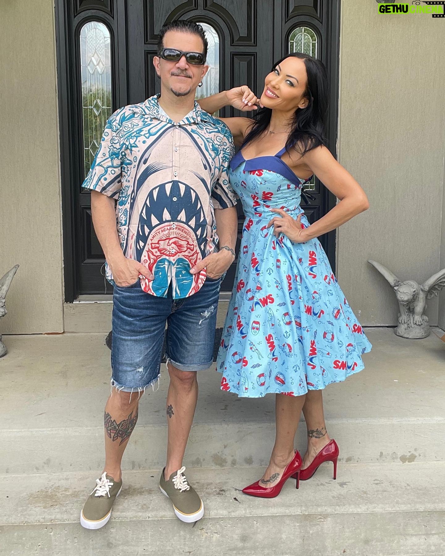 Carla Harvey - 5.5K Likes - Here's to swimming with bow-legged women 🦈🦈We are home sweet home for this Jawsome Fourth of July 🌞I hope you are all celebrating with friends and stuffing your faces. Thank you for my Perfect holiday dress @startrescueresale (where you can shop and save animals at the same time) #jawseverything