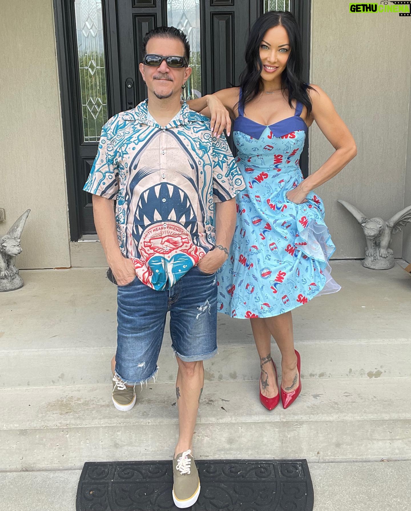 Carla Harvey - 5.5K Likes - Here's to swimming with bow-legged women 🦈🦈We are home sweet home for this Jawsome Fourth of July 🌞I hope you are all celebrating with friends and stuffing your faces. Thank you for my Perfect holiday dress @startrescueresale (where you can shop and save animals at the same time) #jawseverything