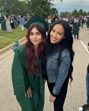 Carla Harvey Instagram - And just like that, we have a high school graduate ❤️ Congrats @miacbenante ❤️The first time i met Mia, we picked her up from elementary school and she immediately asked if i knew how to do cartwheels and if i'd do them with her 🤣🤣All the fear of the moment melted away for me right then and there. I knew we'd be friends. But being friends was just the beginning, I have been honored to be a bonus mom through her journey. Watching her red hair glow on stage while she picked up her diploma was so cool. It  was so exciting to see all the kids throwing their caps in the air. I hope they know that their lives are limitless and that they can change their lives at any time. I hope they follow their hearts. What advice would you share with a new graduate?