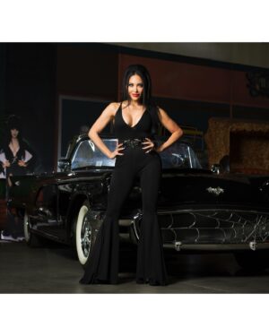Carla Harvey Instagram - Happy World Goth Day my batty beauties🦇🦇Shout out to my ultimate it girls: Morticia, @therealelvira, Lily Munster, @siouxsiehq  and all the teenage girls with black, box dyed hair that sulked around the mall when i was a kid. To all of us that dreamed of our funerals before we dreamed of our wedding day...Y'all make my heart flutter 🖤 #blackhair  #worldgothday #elvira hair by @macdoll5150 photo by @djimagery location #galpinspeedshop (thanks @daveshuten
