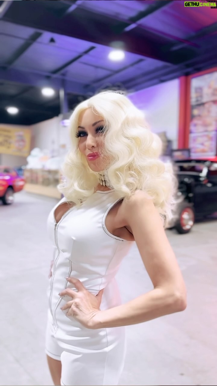 Carla Harvey Instagram - MEOW! HOLY PINK! Behold the Panthermobile! I got a chance to hang out in the The infamous Pink Panther limo 💗This beauty was originally built by Bob Reisner but purchased by Galpin Motors in 2011 and completely restored by super rad @daveshuten of Galpin speed shop. Hair by @macdoll5150 I’m obsessed! Can't wait to see these photos @djimagery 🤩galpinmotorsports #pinkpanther #californiashowcar #panthermobile #bobreisner #daveschuten