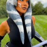 Carla Harvey Instagram - May the 4th be with you! Flashback to the time @charbenante did my Ahsoka makeup for me and killed it❤️ We used a stencil for Ahsoka's white face markings and orange face paint by @mehronmakeup. My gorgeous foam lekku (head tails) and costume were handmade by my girl @bunnyrockettzz (she made my Slave Leia costume too)!!I knew CB was the guy for me when i visited him the first time and was greeted by a storm trooper in the foyer. We've been nerdin out ever since. #themandolorian #ahsokatano #thisistheway #starwars #maythe4thbewithyou