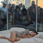 Carlota Guerrero Instagram - Before the opening of our current pop-up in Los Angeles, we curated a performative installation featuring our friend and muse Kiko Mizuhara. Inspired by the vibrant culture of celebrity that defines the city, we aimed to explore the inner world of pop icons, delving into their experiences of hypervigilance and the pervasive nature of idealization. The setting of this installation captures the allure and complexity of celebrity culture. Amidst the space, a woman sleeps, her presence contrasting with the city’s pulse. Yet, even in her repose, she becomes a focal point, an object of fascination for those who pass by. Conceptualized and documented by Carlota Guerrero, the piece is part of her extensive repertoire and exploration of the female gaze. Through her work, she delves into the complexities of how women perceive themselves and are perceived by others, encouraging reflection on the vulnerability and constant exposure inherent in the female experience.