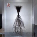 Carlota Guerrero Instagram - On view @sainteannegallery “Raíz, जड़” Carlota Guerrero, Sonam Solanki 2023 Human hair, nylon, methacrylate, paper, wood 35 x 48 x 5 cm