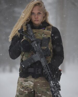 Carly Schroeder Instagram - I've been getting a lot of questions about my gear so here are a few of my current kit picks:
Jacket: @511tactical 
Gloves: @skdtactical 
Sling: @blueforcegear 
Plate Carrier: @blueforcegear 
Plates: @dfndrarmor
IFAK: @northamericanrescue 
Belt: @highspeedgear 
Rifle: @radianweapons 
Red Dot: @aimpointusa 
Light Control System: @clouddefensive 
Light: @surefire_llc 
Cerakote: @blowndeadline
.
I'm proud to announce that I am officially a brand ambassador to @blowndeadline 🤙🏼 Stoked to be a part of the team. #bdl #cerakotethatshit #cerakoteslayer.