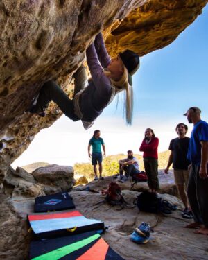 Carly Schroeder Instagram - "She's mad but she's magic. There's no lie in her fire." Charles Bukowski #frictionlabs #grablifebytherocks Stylist: @Prana (via @ebagsonline) Photo: @jeremy_la_zelle Edit: @backpackerfilms #optoutside
