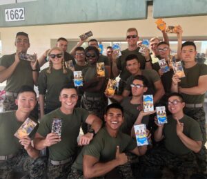 Carly Schroeder Instagram - Making sure the Marines don’t miss Girl Scout season. Brought two big boxes for little bro’s Tsoc-18 fam. 🤙🏼 #girlscoutcookies #marines Thanks troop #61088 for your support.