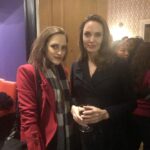 Carly Chaikin Instagram - Last night I got to meet my absolute hero which has been a dream of mine for more than a decade. She was one of the biggest reasons why I wanted to be an actor and I used to have an entire wall with pictures of her (embarrassing I know - and ps I fully told her that #noshame) She has literally inspired me every step of the way. In any audition or scene when I’ve been nervous, scared or uncomfortable to go there @slavin_jonathan would say do you think Angelina Jolie would be? And then all of my walls would come down. I may or may not have shed a tear like an idiot as I was sitting across from her doing a q&a because it’s not every day you get to meet your hero. The second and bigger part of my dream is to work with her day, but for now this will do. And it’s an honor to mildly resemble her, always the biggest compliment that I could get - obviously. #AngelinaJolie
