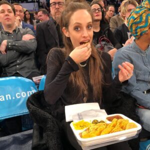 Carly Chaikin Instagram - Knicks game with @realchristianslater @britlopezslater. We’re becoming good New Yorkers. And I might be one of the few people who will eat nachos while sitting on the floor. Sorry not sorry.