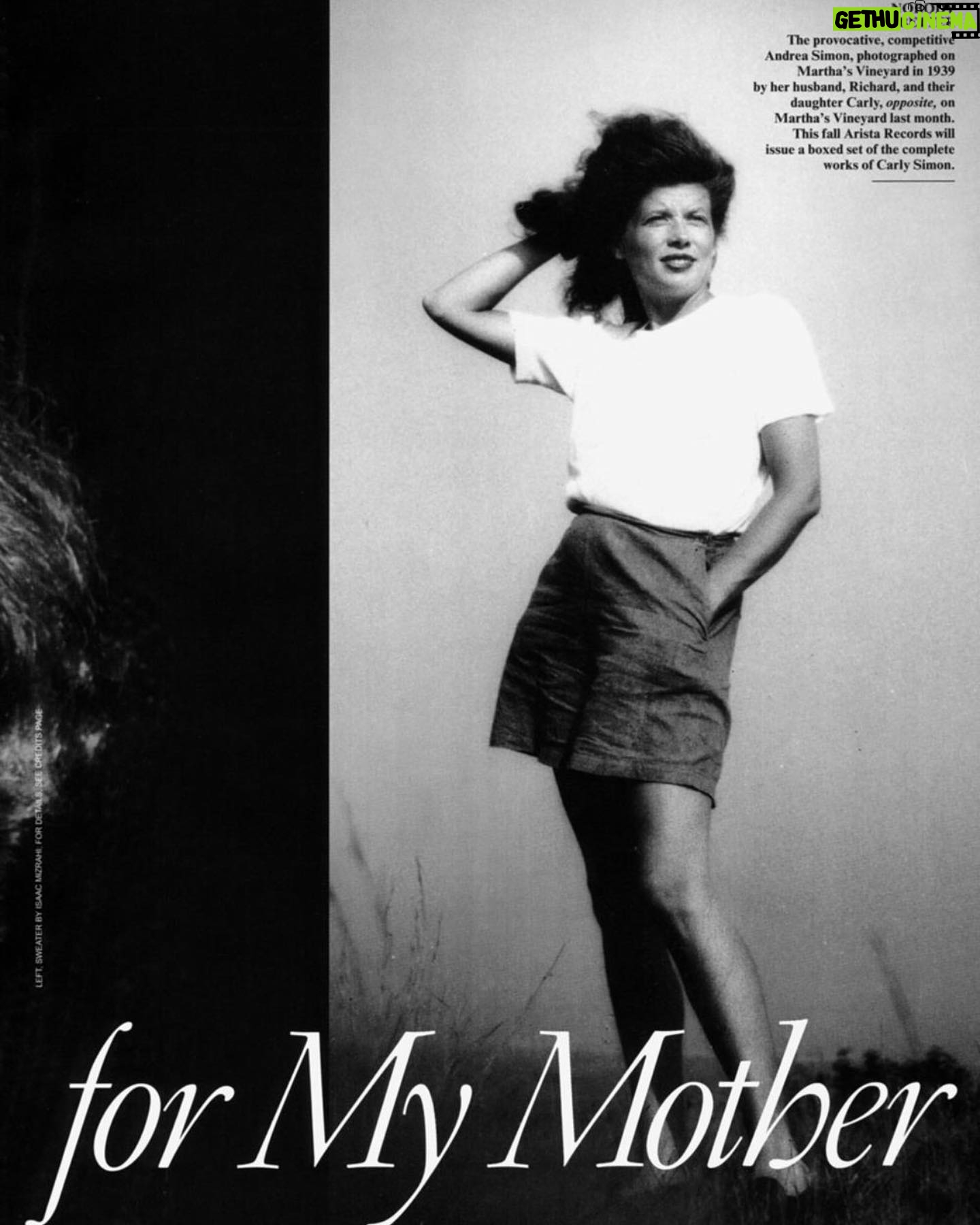Carly Simon Instagram - “Carly remembered being home with a high fever as an eight-year-old child and seeing tiny pandas crawling up and down the walls of the bedroom. "My darling," Andrea Simon told her in her lilting, actressy voice, "you have such an imagination!" It was the first time Carly had ever heard the word.” Article from @vanityfair August of 1995.