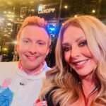 Carol Vorderman Instagram - LATE NIGHT LYCETT I had the best time last night with amazing @joelycett (BAFTA winner), @jackdaverooke (Big Boys BAFTA winner), @sophiewillan (BAFTA winner ). Me and @johnnyvegasreal brought our Tadpole swimming certificates but they didn’t quite compare!! LOLS. Hair & Makeup: @marcosgmakeup Dress is a cheapie from the interweb Rainbow lanyard - get one NOW