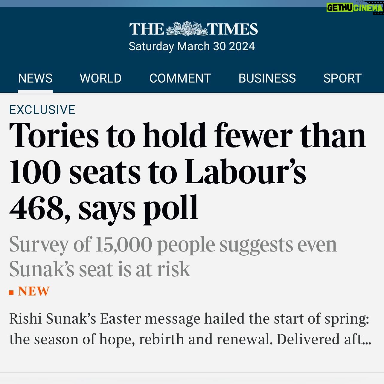 Carol Vorderman Instagram - BREAKING....TORY WIPEOUT....FROM SUNDAY TIMES Happy Easter π£ A new and huge Poll predicts the Tories will have JUST 98 SEATS after the GE. They currently have around 360 seats...so would lose around 260 MPS!!! Marvellous ππΌππΌ In @thetimes the new MRP poll (MRP is the most accurate form of polling) from @BestForBritain gives Labour 468 seats and @Conservatives just 98 ππ Iβve said for a year that weβre targeting Tories getting 70 seats or less when we include TACTICAL VOTING Stopthetories.vote....a year ago arrogant Tories tried to ridicule me for saying it.....who's laughing now? Things are looking good for all of us ππΌ And so bad for them....oooooffffff ππΌ Some Key Tories predicted to lose their seats ππ Johnny Mercer Jonathan Gullis Penny Mordaunt Robert Jenrick James Cleverly Alex Chalk Grant Shapps Mel Stride Esther McVey Chris Heaton-Harris Andrew Mitchell Jacob Rees-Mogg David Davies Gavin Williamson Liam Fox Therese Coffey Looks like Badenoch will be next Tory leader after all Please join us at Stopthetories.vote for tactical voting....will be active within weeks for the local elections too ππΌ