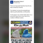 Carol Vorderman Instagram – POLICE SCOLD DAILY MAIL 

The @metpolice Met Police has warned the Daily Mail..

Their front page headline was utterly wrong and dog whistle.
Headline
“Police are so cowed by the anti-semitic mob they even cover up the holocaust”

Except it wasn’t covered by the police at all.

The memorial was covered by the Royal Parks, as they often have in the past…

Nothing to do with the Police or protests 

Met Police tweeted today 
“This is an inaccurate headline that will only fuel community concerns.
The decision to cover the memorial was taken by park authorities, not the police.
As the paper’s own article makes clear, it is a precaution Royal Parks have taken for a number of different events.”

I’ve had enough of the ever increasing wrong headlines and dog whistle put out by right wing papers.

Have you?