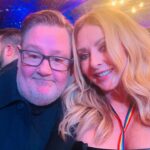Carol Vorderman Instagram - LATE NIGHT LYCETT I had the best time last night with amazing @joelycett (BAFTA winner), @jackdaverooke (Big Boys BAFTA winner), @sophiewillan (BAFTA winner ). Me and @johnnyvegasreal brought our Tadpole swimming certificates but they didn’t quite compare!! LOLS. Hair & Makeup: @marcosgmakeup Dress is a cheapie from the interweb Rainbow lanyard - get one NOW
