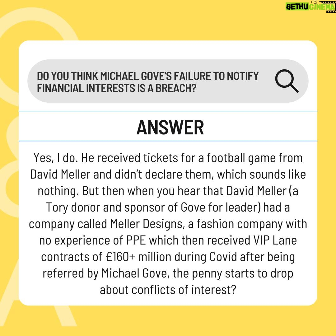 Carol Vorderman Instagram - ANSWERING YOUR POLITICAL QUESTIONS PART 2 Is there any way we can lower taxes and still have decent public services? The Tories have effectively privatised all the things I grew up with which were nationalised back then so profits went back to the govt. Their final hurrah is to effectively privatise the NHS so that money going into the NHS becomes profit for a lot of their Tory party donors’ companies. Take that profit away and everything will cost less and hopefully run better. Decades ago we were sold the lie that everything going through a private company will be more efficient and cheaper than if it was run publicly. We’ve learned (water gas electricity… everything) otherwise haven’t we? Do you think Michael Gove's failure to notify financial interests is a breach? Yes I do. He received tickets for a football game from David Meller and didn’t declare them which in itself sounds like nothing. But then when you hear that David Meller (a tory donor and sponsor of Gove for leader) had a company called Meller Designs, a fashion company with no experience of PPE which then received VIP Lane contracts of £160 million during Covid after being referred by Michael Gove, then the penny starts to drop about conflicts of interest? Do you think they are more corrupt today than years ago, or just not as smart in hiding it? I believe that the system has never been more corrupt than since the Brexit vote. Corruption wasn’t something which was even thought about when I was young and most of our infrastructure was owned by us, it was nationalised. Nearly everything was nationalised. So there wasn’t room for private profiteering off govt contracts. I’m not saying nothing bad happened as I don’t know but since Brexit it has escalated to a situation I don’t recognise anymore. It’s breathtaking. Donate to the Tories and you get a place in the House of Lords anyone?