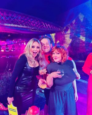 Carol Vorderman Instagram - LATE NIGHT LYCETT

I had the best time last night with amazing @joelycett (BAFTA winner), @jackdaverooke (Big Boys BAFTA winner), @sophiewillan (BAFTA winner ). Me and @johnnyvegasreal brought our Tadpole swimming certificates but they didn’t quite compare!! LOLS.

Hair & Makeup: @marcosgmakeup 
Dress is a cheapie from the interweb 
Rainbow lanyard - get one NOW