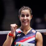 Carolina Marín Instagram - Difficult match today, but we are in quarterfinals! 🙌 Always great to fight with a friend @pvsindhu1 🤜🤛 📸 @badmintonphoto_official #PuedoPorquePiensoQuePuedo