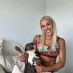 Caroline Buchanan Instagram - 🦥 Sloth mode @knobby • slothing with my dog “ MO” are my favorite mo-ments Xx #knobbynation #knobbyunderwear