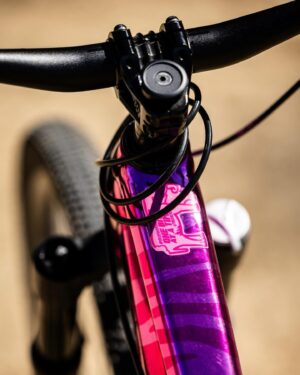 Caroline Buchanan Instagram - @cbuchanan68’s “Pink Zebra” Ticket S flying high and rolling fast at @crankworx Rotura

This bike was a winning fan-inspired design from Caroline’s Colour-Line Buchanan coloring book and it’s an eye-catcher on the mountain 👀

📸 @maddogboris

#trekbikes #trekticket #crankworxrotura #slopestyle