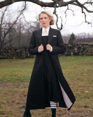 Carrie Coon Instagram - I was honored to be invited to collaborate on Thom Browne’s FW24 show. And let me tell you, this little English major’s heart skipped a beat when the team asked me to read “The Raven” by Edgar Allan Poe. I like my horror—and my fashion—with a touch of wit. @thombrowne #thombrownefw24

Photographer: @mr_puryear
Hair & make-up: @evascrivosalons