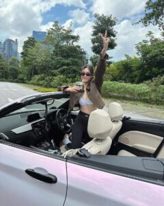 Carrie Wong Instagram - Happygirl94 during her weekend drive 😎 p/s thank you @the.visual_lab for this super pretty car wrap, loving the color it’s perfect for the new year ♥️