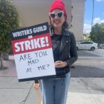 Casey Wilson Instagram - Strong signage and one baby, surprised we have to do this for fair wages. #wgastrong @jamiebuntbunt