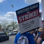 Casey Wilson Instagram - Strong signage and one baby, surprised we have to do this for fair wages. #wgastrong @jamiebuntbunt