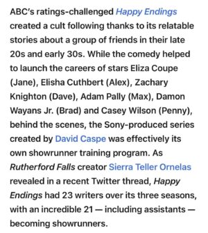 Casey Wilson Instagram - I love each and every one of these brilliant writers discussing the importance of bigger writers rooms and why we are striking. And any carousal of images about Happy Endings wouldn’t be complete without a picture of the actors they wrote for because this is the exact type of thing writers roll their eyes at and we can’t not do! #wgastrong @hollywoodreporter
