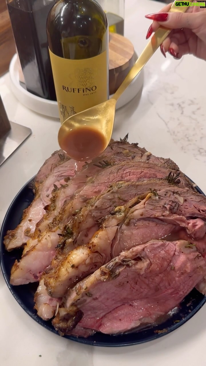 Cassie Yeung - 57.9K Likes - Prime Rib for the holidays š
Recipe below ā¬ļø
(Full video on TT)
8lb Prime Rib Roast (ask the butcher to remove the bones and tie to reattach)
1 stick or half cup butter
2 sprigs fresh rosemary and extra to stuff the meat
3 sprigs fresh thyme
1/4 cup Dijon mustard
1 tsp garlic powder
1 tsp onion powder
2 tsp Tonyās creole seasoning
1 Tbsp worchestire sauce
Salt and pepper to taste
4-5 cloves garlic thinly sliced
2 carrots
2 celery stalks
1 onion
1 head garlic
-Take prime rib roast out of the fridge to rest for at least 1 hour. Pat completely dry before seasoning. Preheat oven to 500 degrees.
-Chop fresh rosemary and thyme and mix together with softened butter, garlic, onion, Tonyās, worchestire, salt and pepper.
-Roughly chop onion, carrots, celery and garlic head and arrange at the bottom of a roasting pan or oven safe skillet. Drizzle with olive oil and season with salt and pepper.
-Thinly slice garlic cloves, dip in butter and sandwich with small piece of rosemary. Taking a pairing knife, stab holes at the top of the roast and insert garlic and rosemary in. Take remaining butter and smear all over.
Insert a thermometer into the meat, bake at 500 for 15 minutes then reduce heat to 325. Bake for 13-15 minutes per pound depending on preference. I pulled mine at 120 degrees for a medium rare. Rest for 20-30 minutes then slice and serve with horseradish sauce and au jus.
Horseradish sauce:
1 cup sour cream
2-3 Tbsp Horseradish cream sauce
1 tsp worchestire sauce
1 Tbsp chopped chives
Pepper to taste
(Mix well and set in the fridge)
Au jus:
2 Tbsp drippings from prime rib
1 Tbsp flour
2 cups beef broth
1 cup dry red wine (I used Chianti)
1 tsp worchestire sauce
(Heat drippings and flour until raw flour has cooked out. Add broth, wine and worschestire and heat on a rolling simmer until slightly thickened)