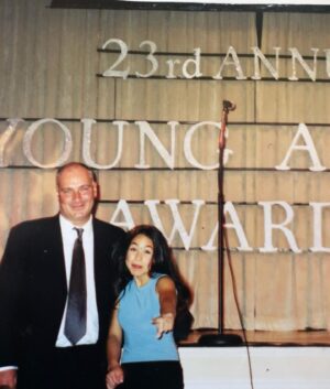 Cassie Steele Instagram - Ma’s recent photo dump to our messages❤️❤️❤️!!! 
A couple from #degrassitng
My cousins, my bff in elementary and my pops and I at my FIRST award show the FIRST time I went to LA. Highlight of the award show: Shia Labeouf accepted an award for Frankie Muniz and Miranda from Lizzie McGuire was there! Very big deal at that time. Oh, and I think we won something.