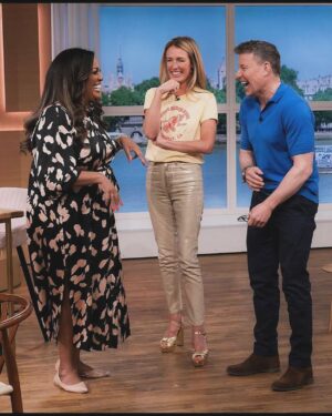 Cat Deeley Instagram - What a week on @ThisMorning !! Never thought I would kick it with @BonJovi, talk about life w/ Sir @RichardBranson, cook pastry tarts w/ Sir @IanMcKellen & @Clodagh_McKenna, get chatty with the @ChattyMan himself #AlanCarr, share a bed with @JoelDommett & @BenShephardOfficial, get the best hugs from @AlisonHammond55 and so much more ✨🩵🙏 #CatsCloset #ThisMorning