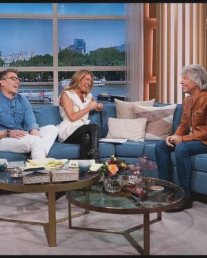 Cat Deeley Instagram - What a week on @ThisMorning !! Never thought I would kick it with @BonJovi, talk about life w/ Sir @RichardBranson, cook pastry tarts w/ Sir @IanMcKellen & @Clodagh_McKenna, get chatty with the @ChattyMan himself #AlanCarr, share a bed with @JoelDommett & @BenShephardOfficial, get the best hugs from @AlisonHammond55 and so much more ✨🩵🙏 #CatsCloset #ThisMorning